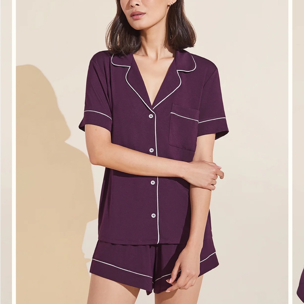 Eberjey Mulberry & White Gisele TENCEL™ Modal Relaxed Short PJ Set